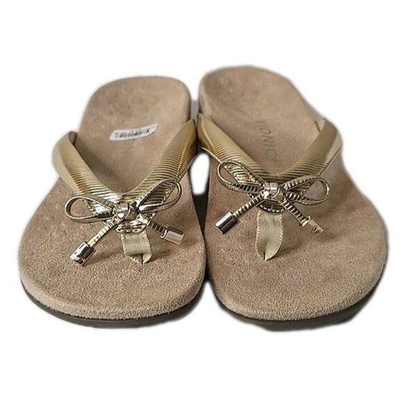 Vionic Women's Bella Sandals Gold Ribbed Size 8 NWOB - Picture 1 of 8